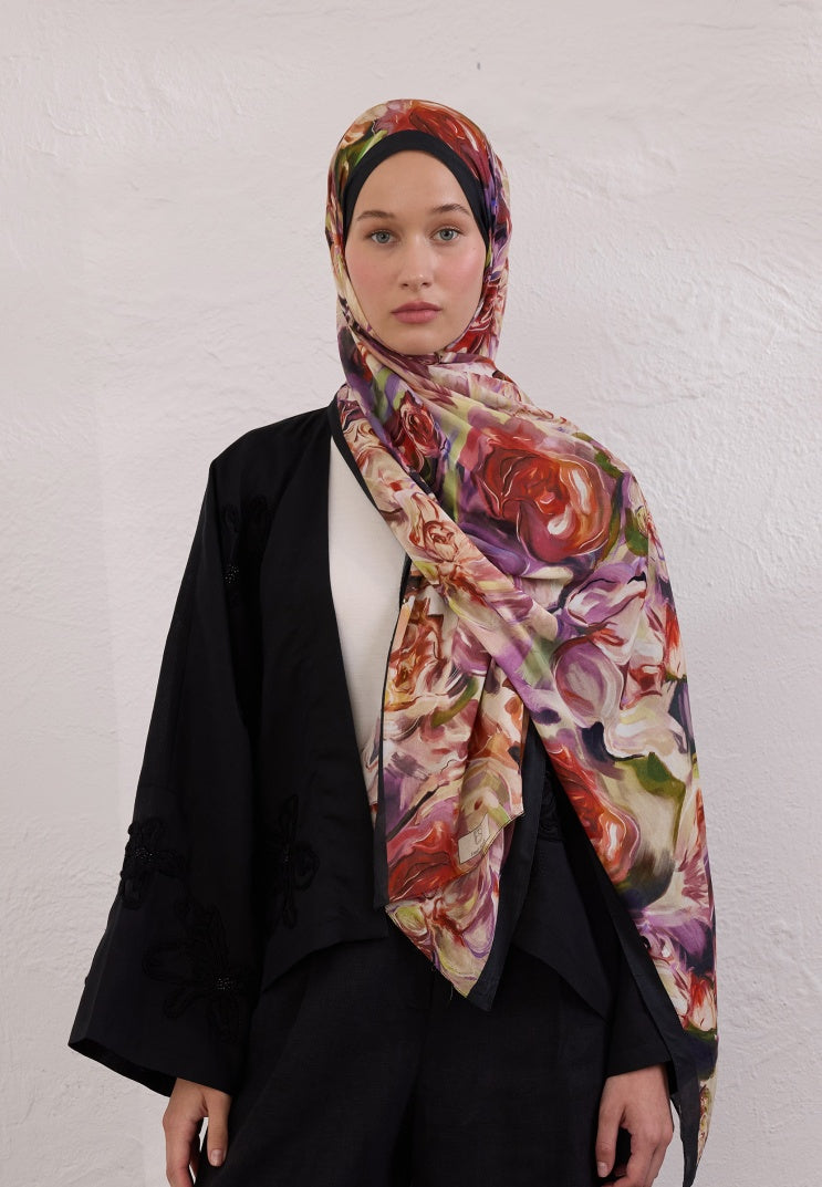 NERISSA PATTERNED RAMI HIJAB BLACK