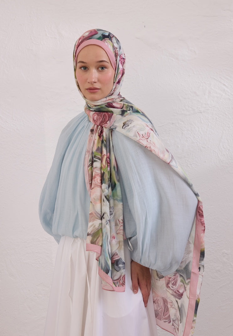 NERISSA PATTERNED RAMI HIJAB SOFT PINK