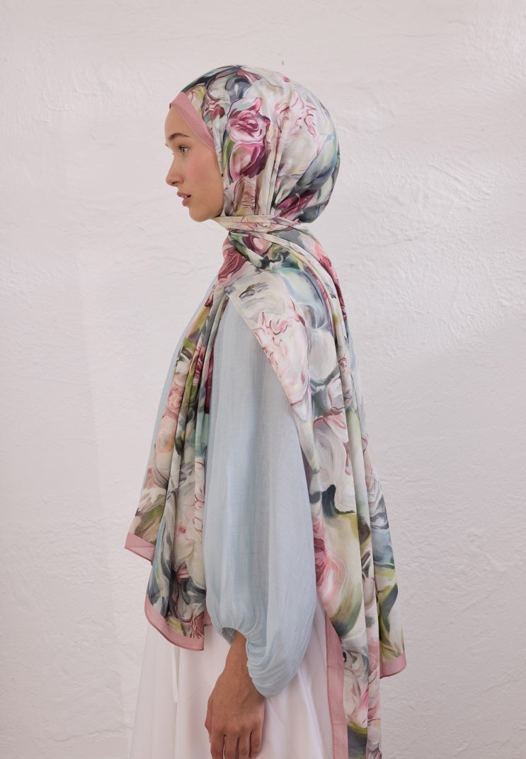 NERISSA PATTERNED RAMI HIJAB SOFT PINK