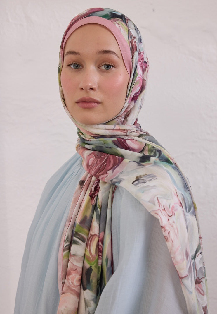 NERISSA PATTERNED RAMI HIJAB SOFT PINK