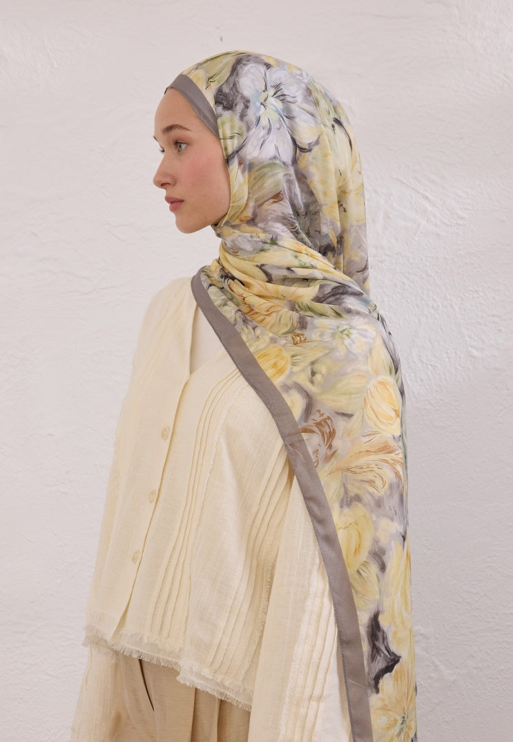 PURE FLORA PATTERNED RAMI HIJAB SMOKED