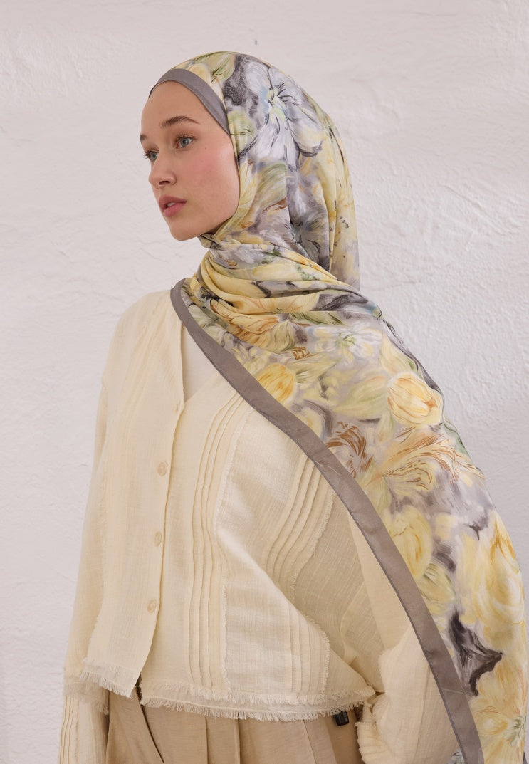 PURE FLORA PATTERNED RAMI HIJAB SMOKED