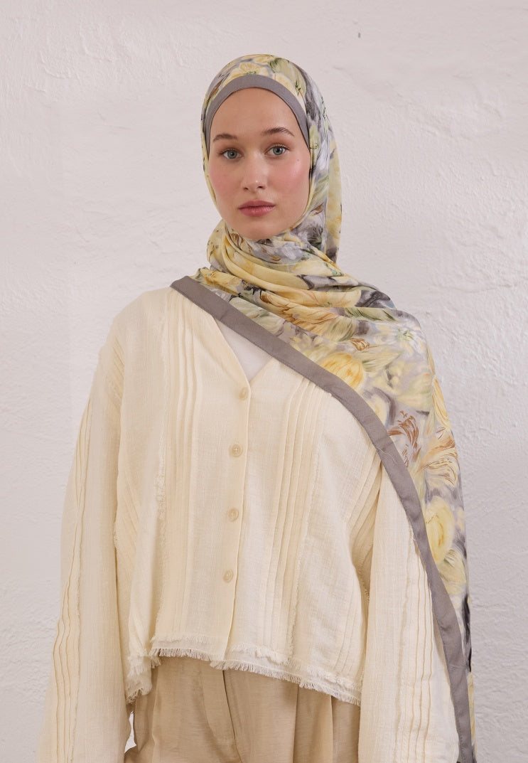 PURE FLORA PATTERNED RAMI HIJAB SMOKED