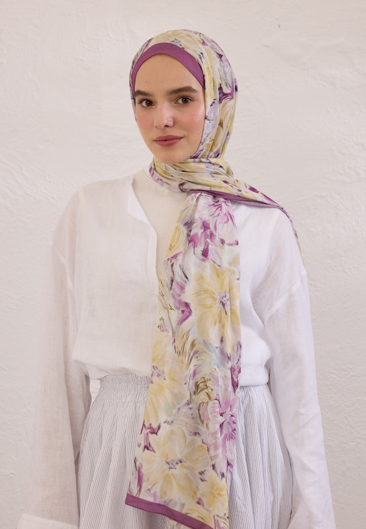 PURE FLORA PATTERNED RAMI HIJAB DAMSON