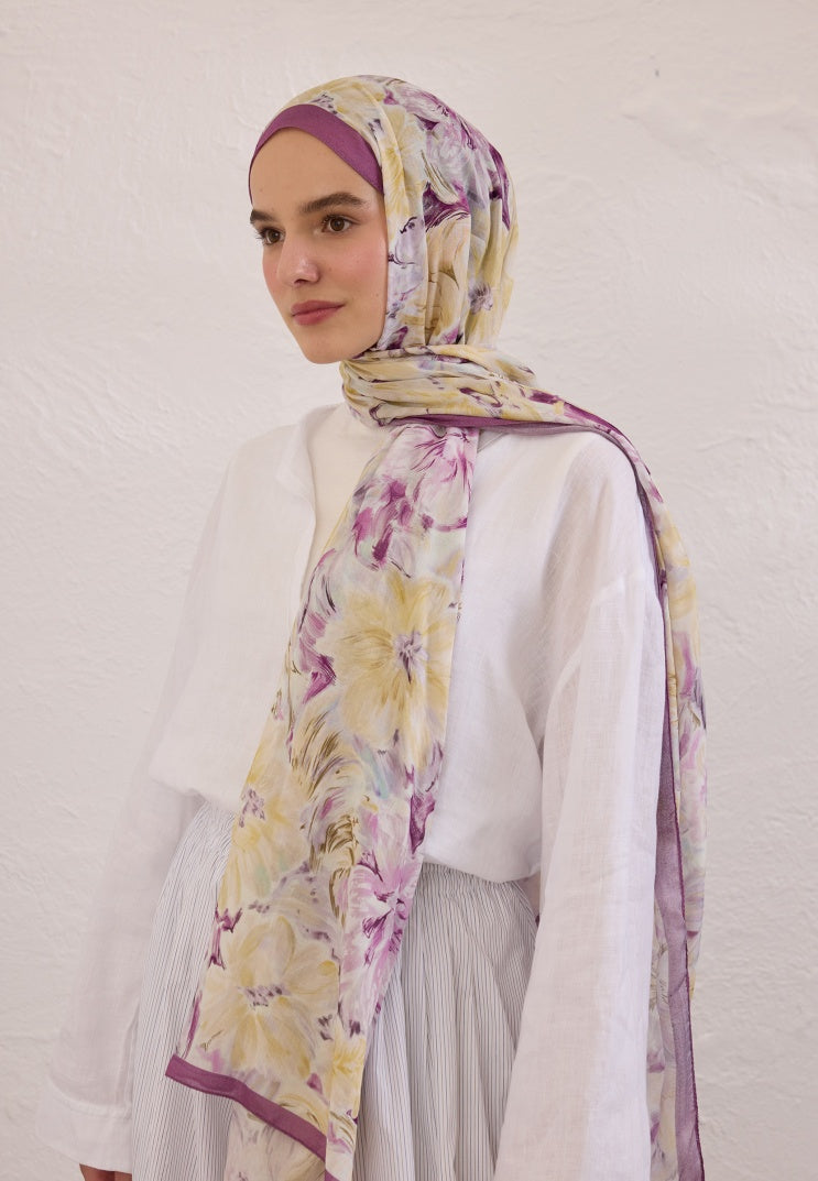 PURE FLORA PATTERNED RAMI HIJAB DAMSON