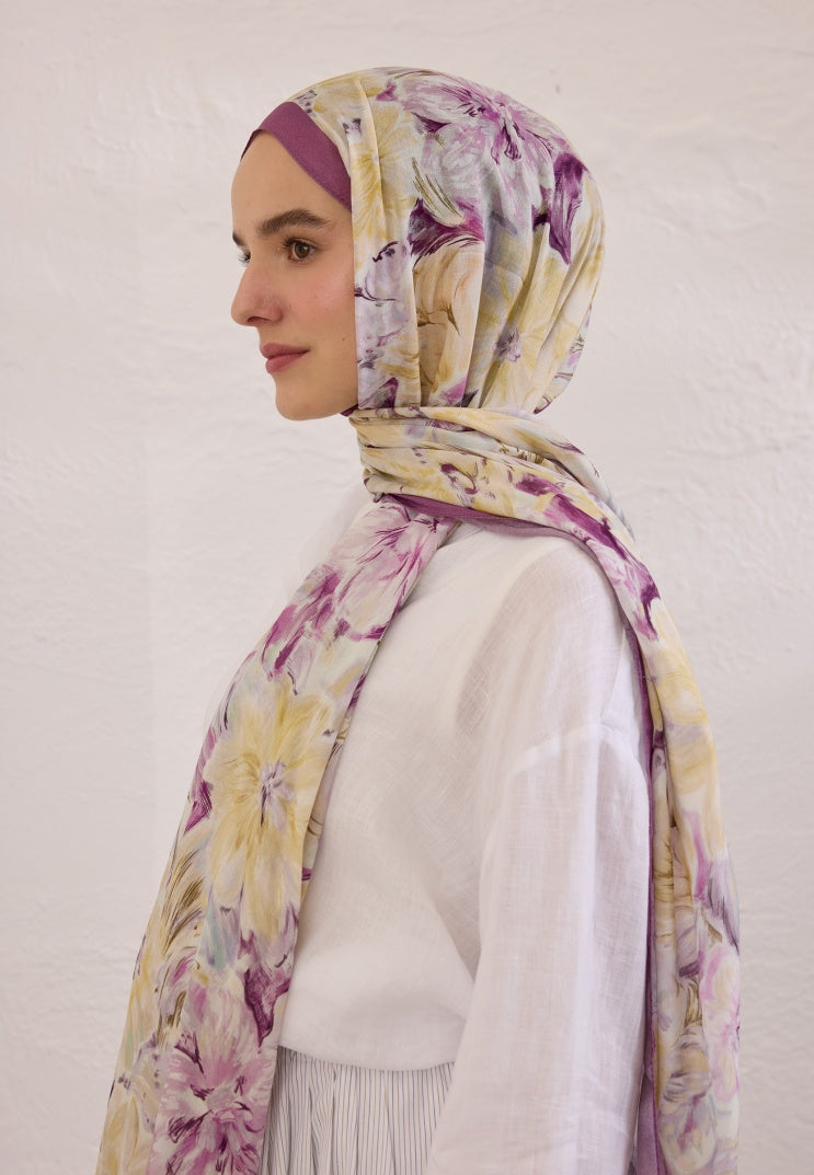 PURE FLORA PATTERNED RAMI HIJAB DAMSON