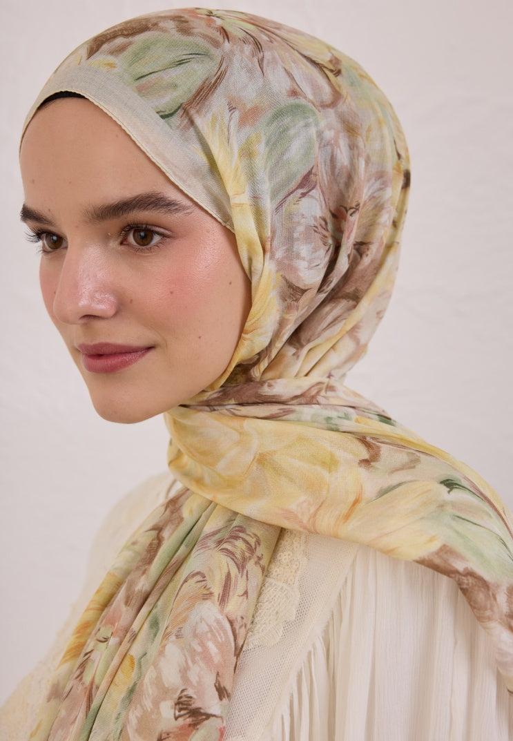 PURE FLORA PATTERNED RAMI HIJAB BUTTER