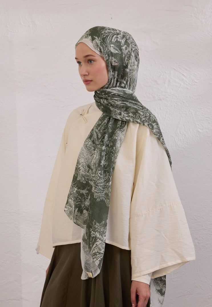 SECRET ELEGANCE PATTERNED RAMI HIJAB KHAKI