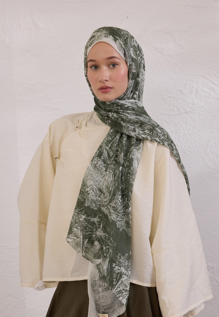 SECRET ELEGANCE PATTERNED RAMI HIJAB KHAKI