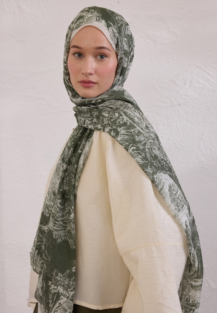 SECRET ELEGANCE PATTERNED RAMI HIJAB KHAKI