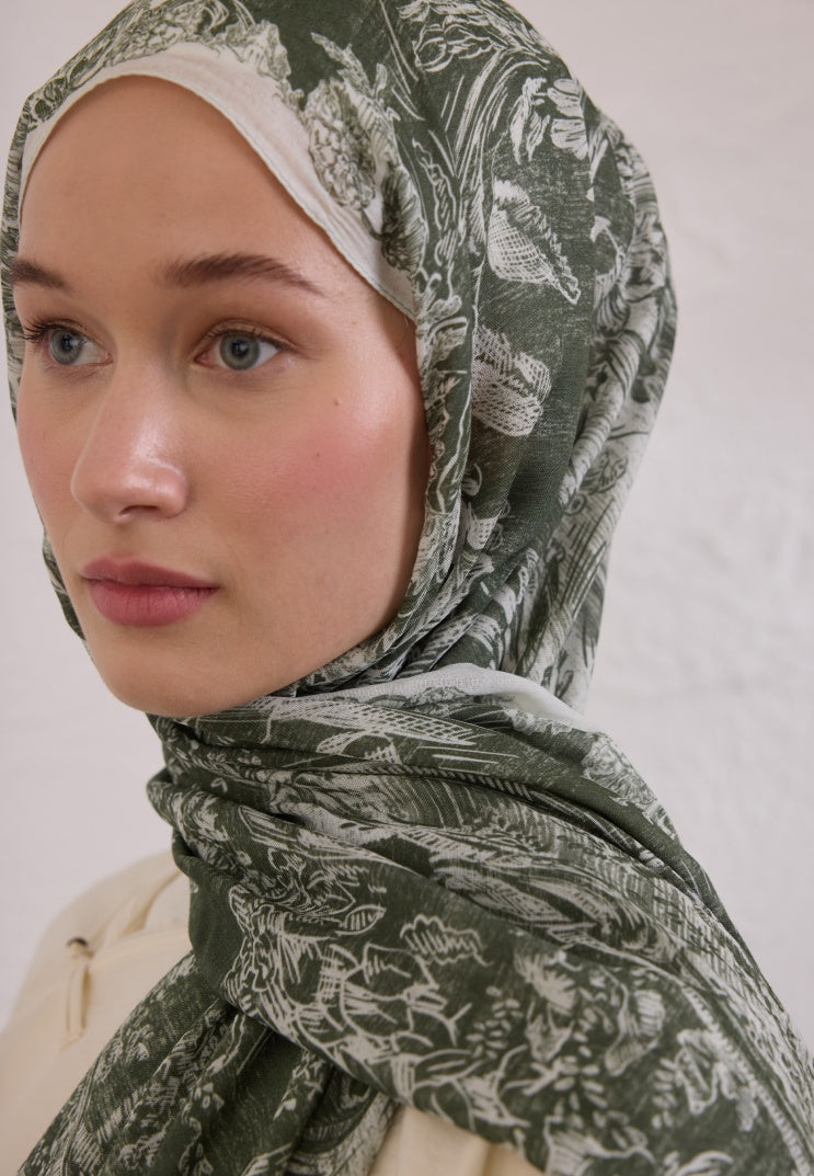 SECRET ELEGANCE PATTERNED RAMI HIJAB KHAKI