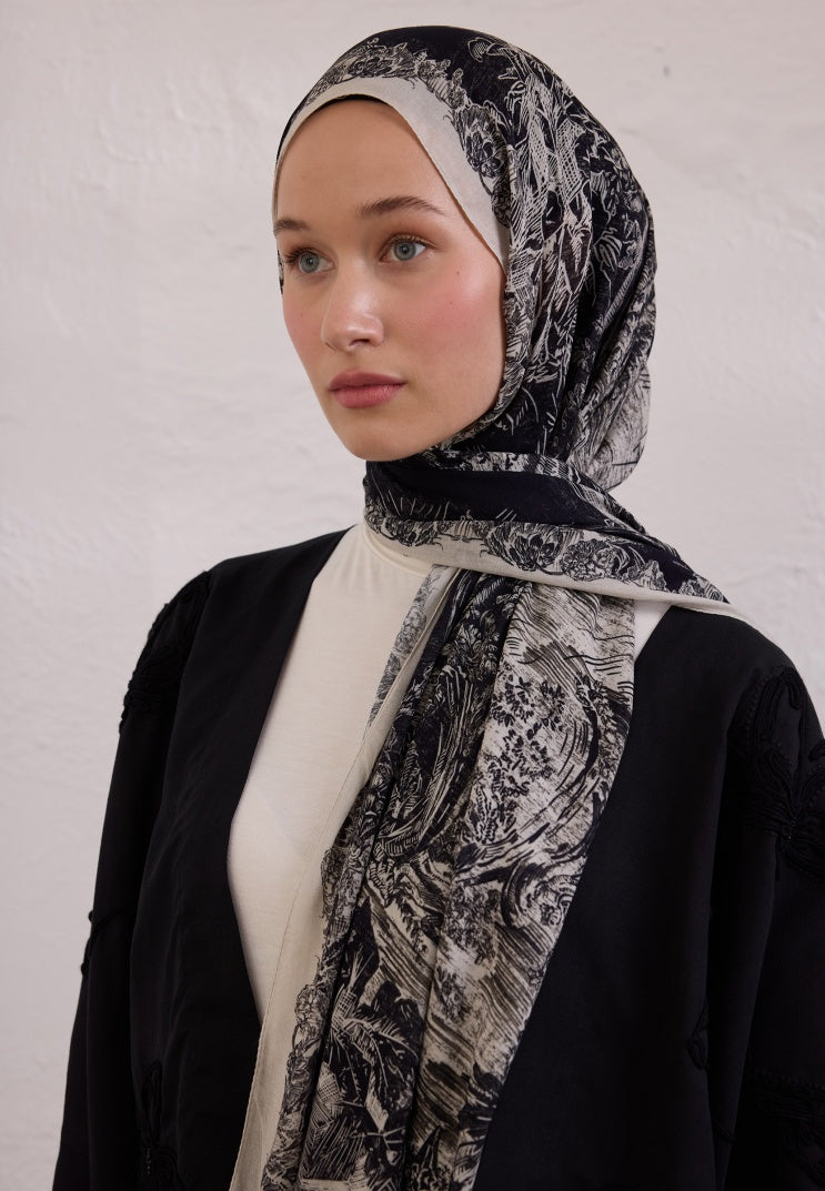SECRET ELEGANCE PATTERNED RAMI HIJAB BLACK