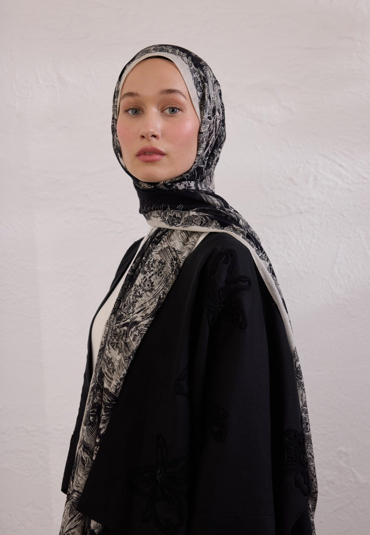 SECRET ELEGANCE PATTERNED RAMI HIJAB BLACK