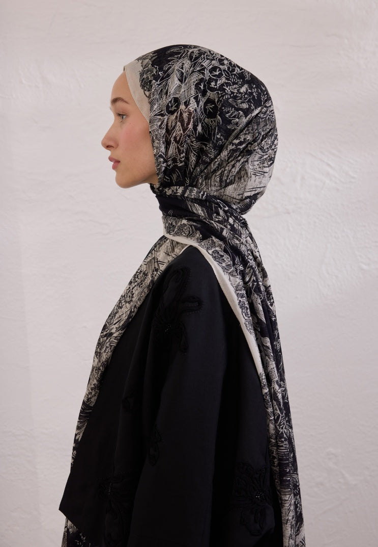 SECRET ELEGANCE PATTERNED RAMI HIJAB BLACK
