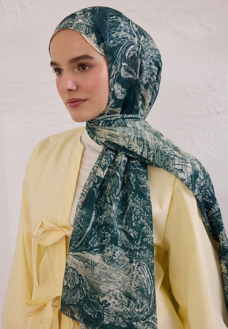 SECRET ELEGANCE PATTERNED RAMI HIJAB EMERALD