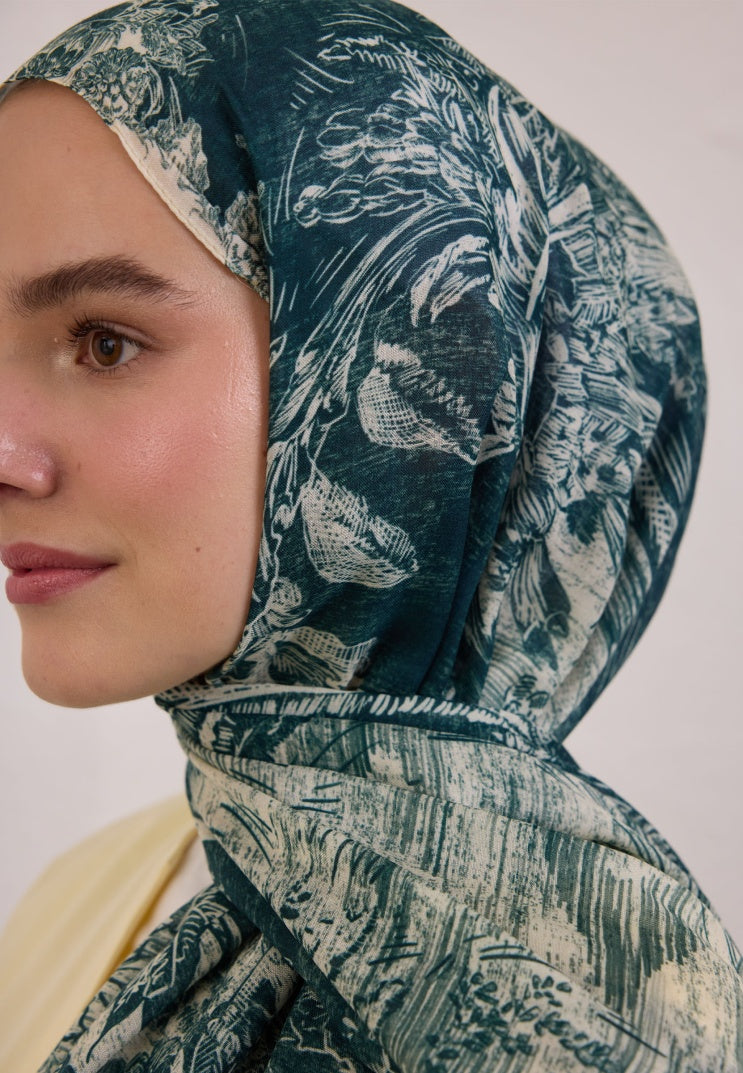 SECRET ELEGANCE PATTERNED RAMI HIJAB EMERALD