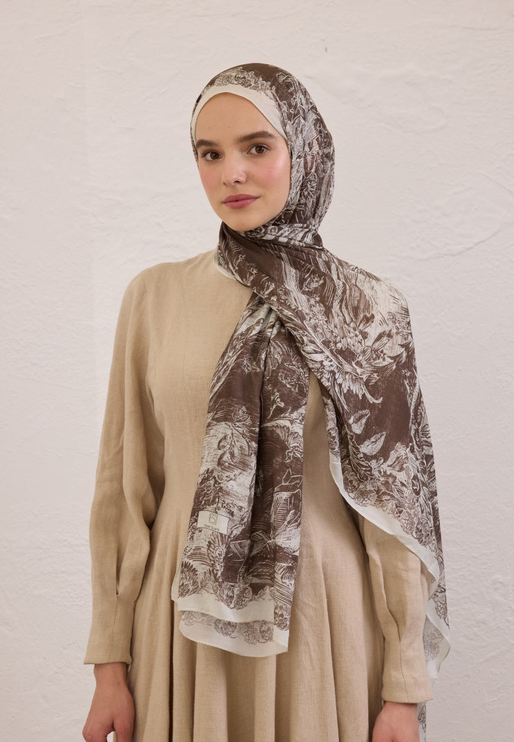 SECRET ELEGANCE PATTERNED RAMI HIJAB COFFEE