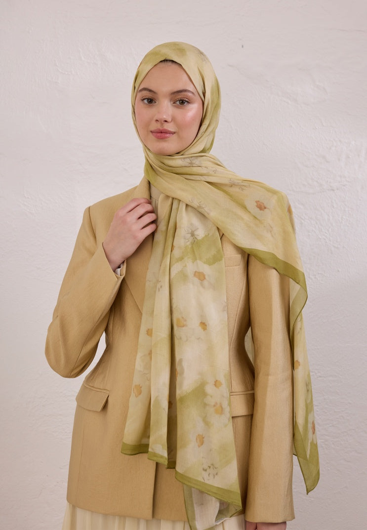 SOFT DAISY PATTERN RAMI HIJAB SAGE