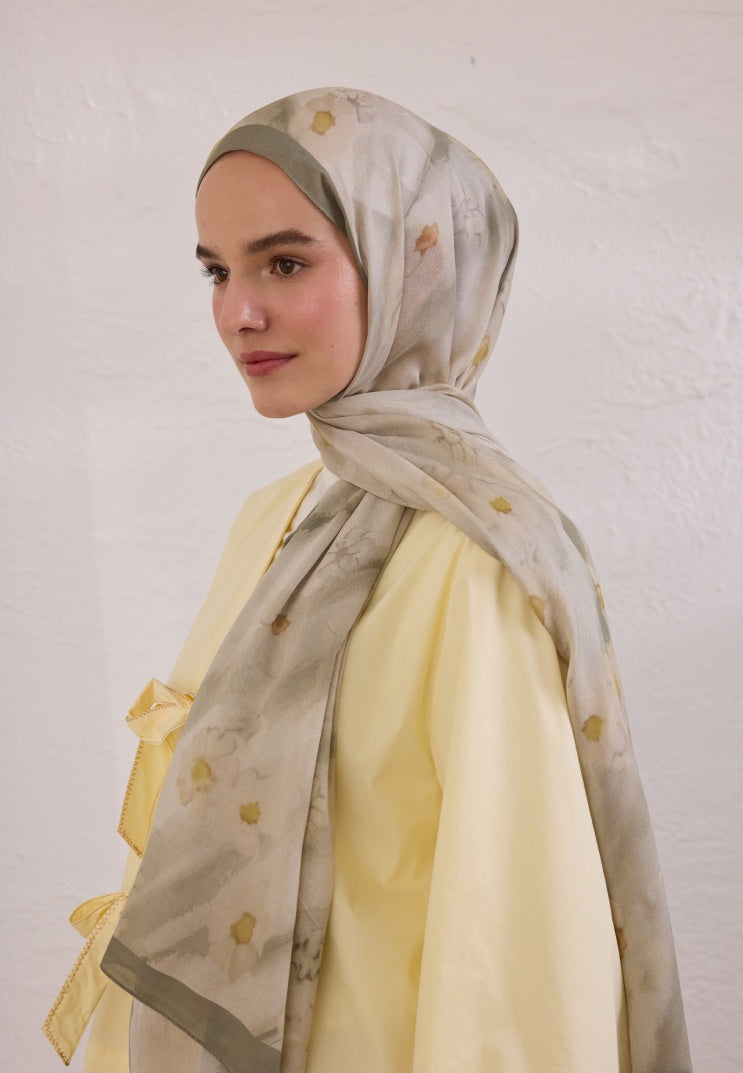 SOFT DAISY PATTERN RAMI HIJAB SOFT GREEN