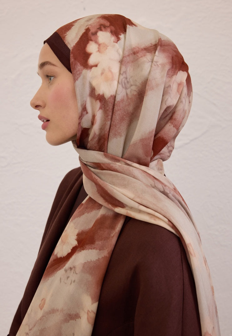 SOFT DAISY PATTERN RAMI HIJAB TREE BARK