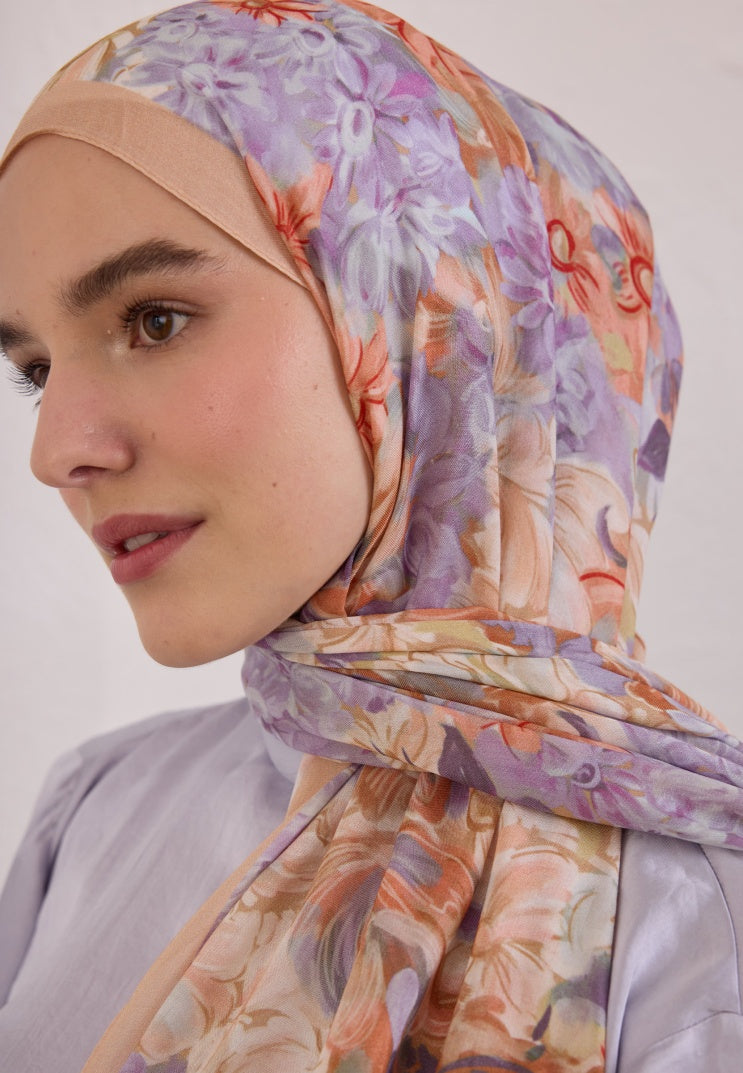 SUMMER BLOOM PATTERNED RAMI HIJAB SALMON