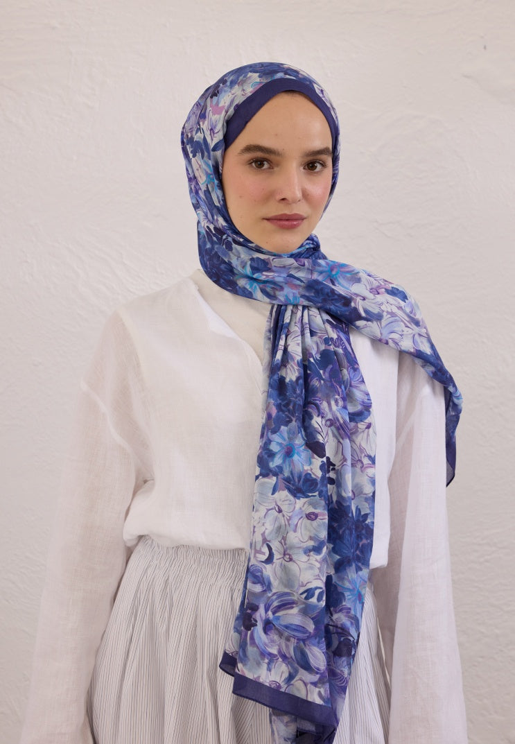 SUMMER BLOOM PATTERNED RAMI HIJAB LAVENDER