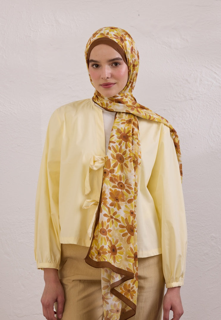 SUNFLOWER PATTERN RAMI HIJAB BROWN