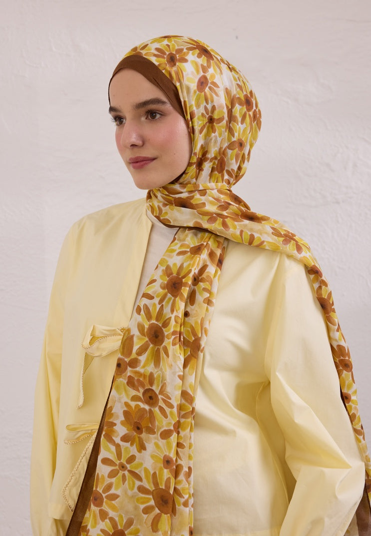 SUNFLOWER PATTERN RAMI HIJAB BROWN