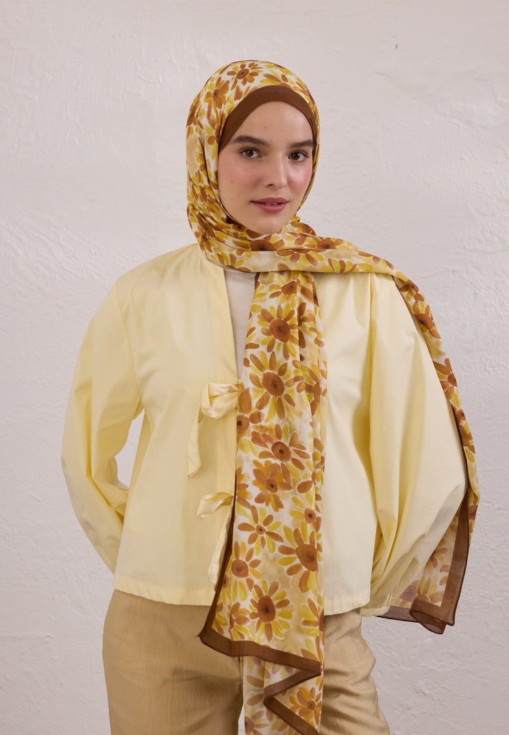 SUNFLOWER PATTERN RAMI HIJAB BROWN