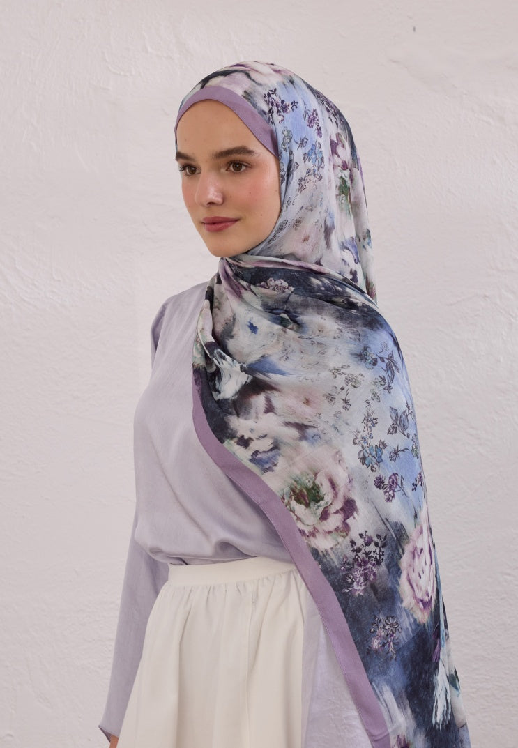 VINTAGE ROSE PATTERNED RAMI HIJAB LAVENDER
