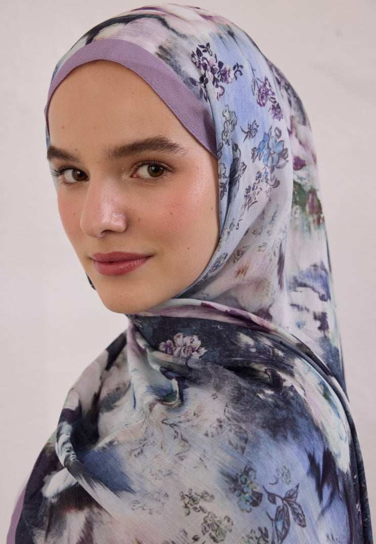 VINTAGE ROSE PATTERNED RAMI HIJAB LAVENDER