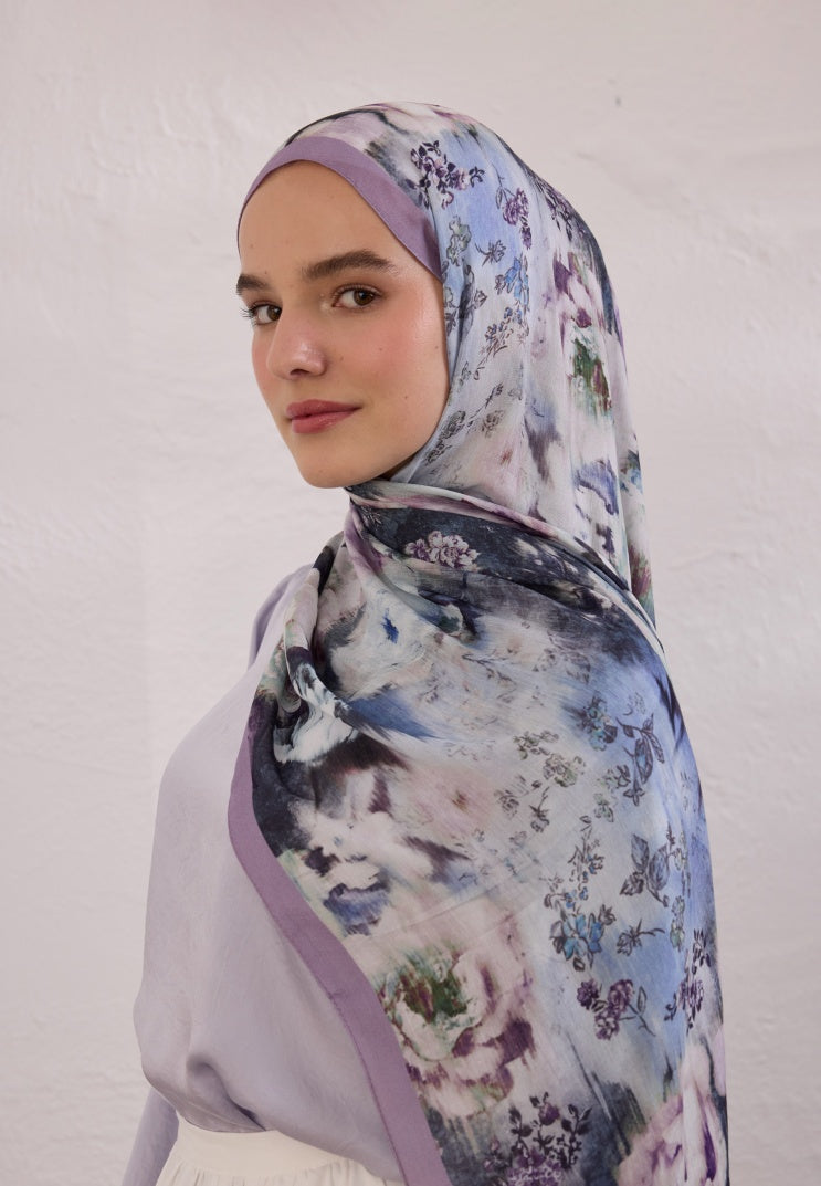 VINTAGE ROSE PATTERNED RAMI HIJAB LAVENDER