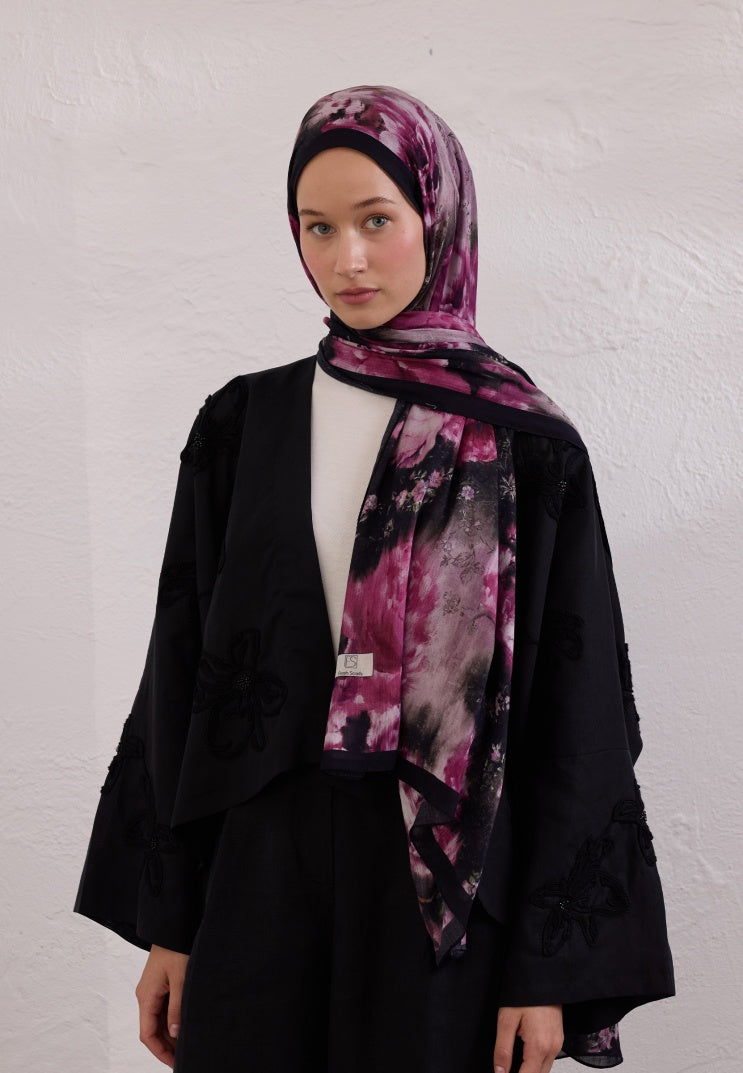 VINTAGE ROSE PATTERNED RAMI HIJAB DAMSON