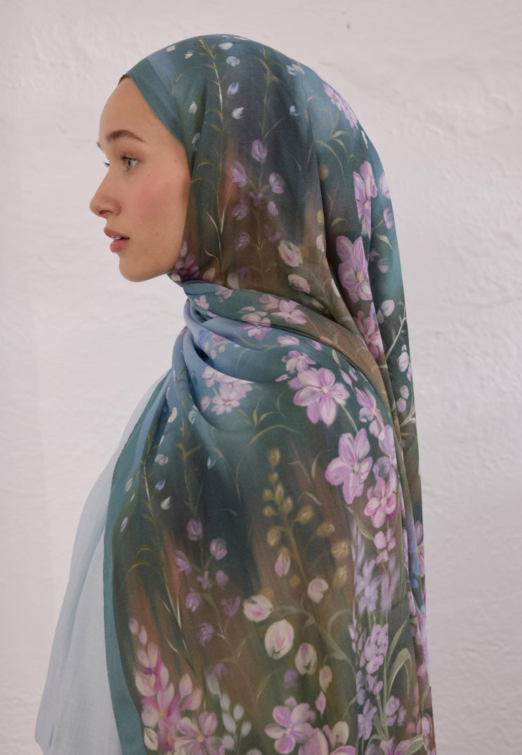 WISTERIA PATTERN RAMI HIJAB SOFT BLUE