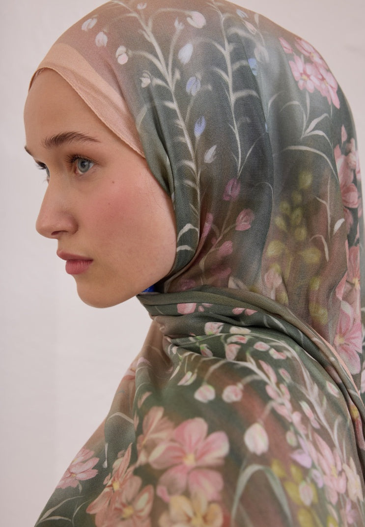 WISTERIA PATTERN RAMI HIJAB SALMON