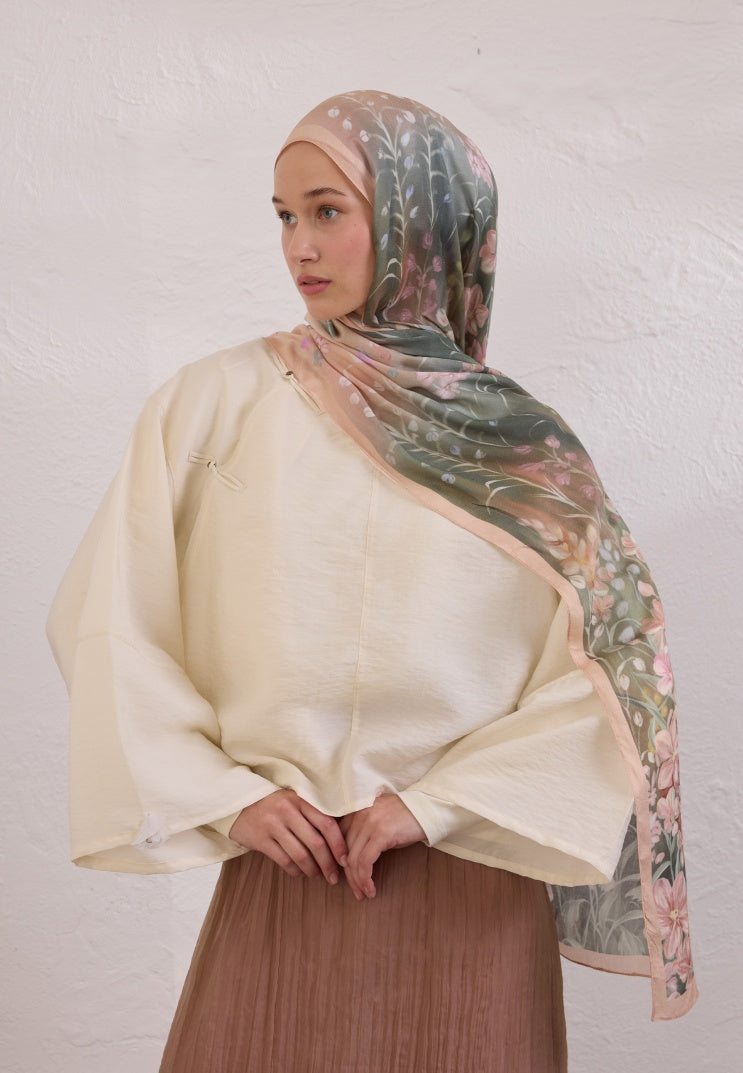 WISTERIA PATTERN RAMI HIJAB SALMON