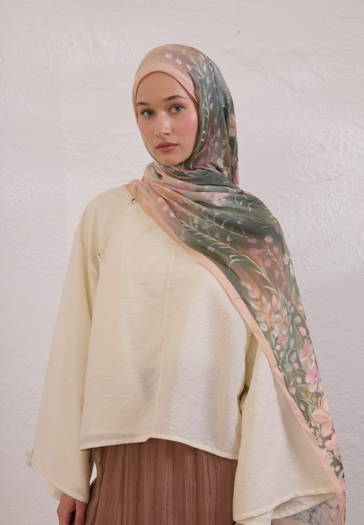 WISTERIA PATTERN RAMI HIJAB SALMON