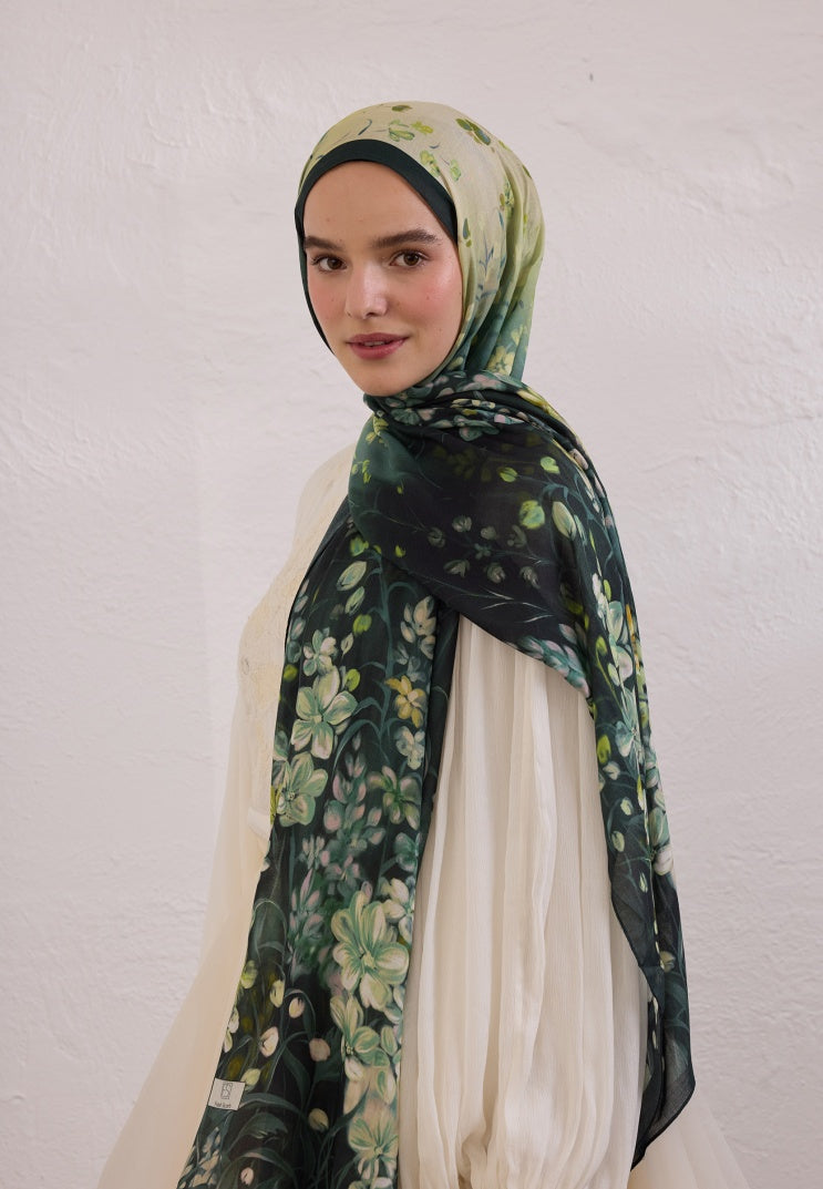 WISTERIA PATTERN RAMI HIJAB DARK GREEN