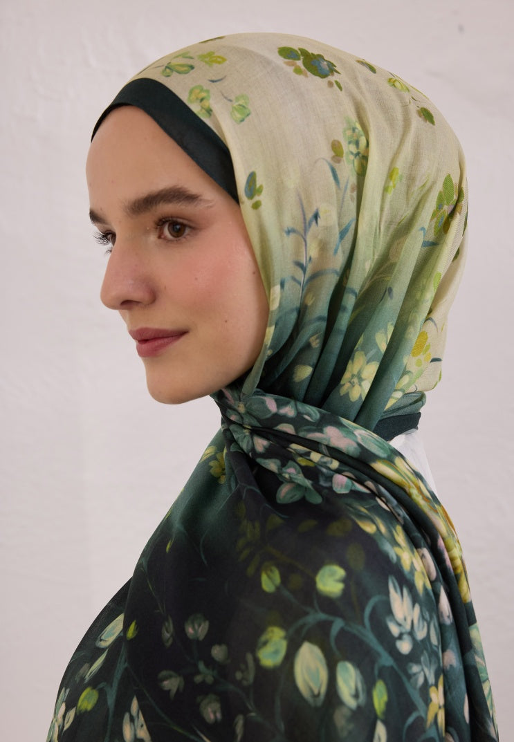 WISTERIA PATTERN RAMI HIJAB DARK GREEN