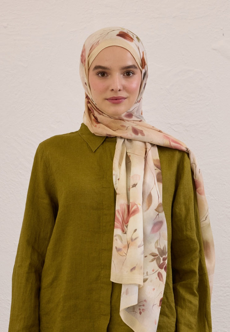 SWEET WILLIAM PATTERNED RAMI HIJAB BEIGE