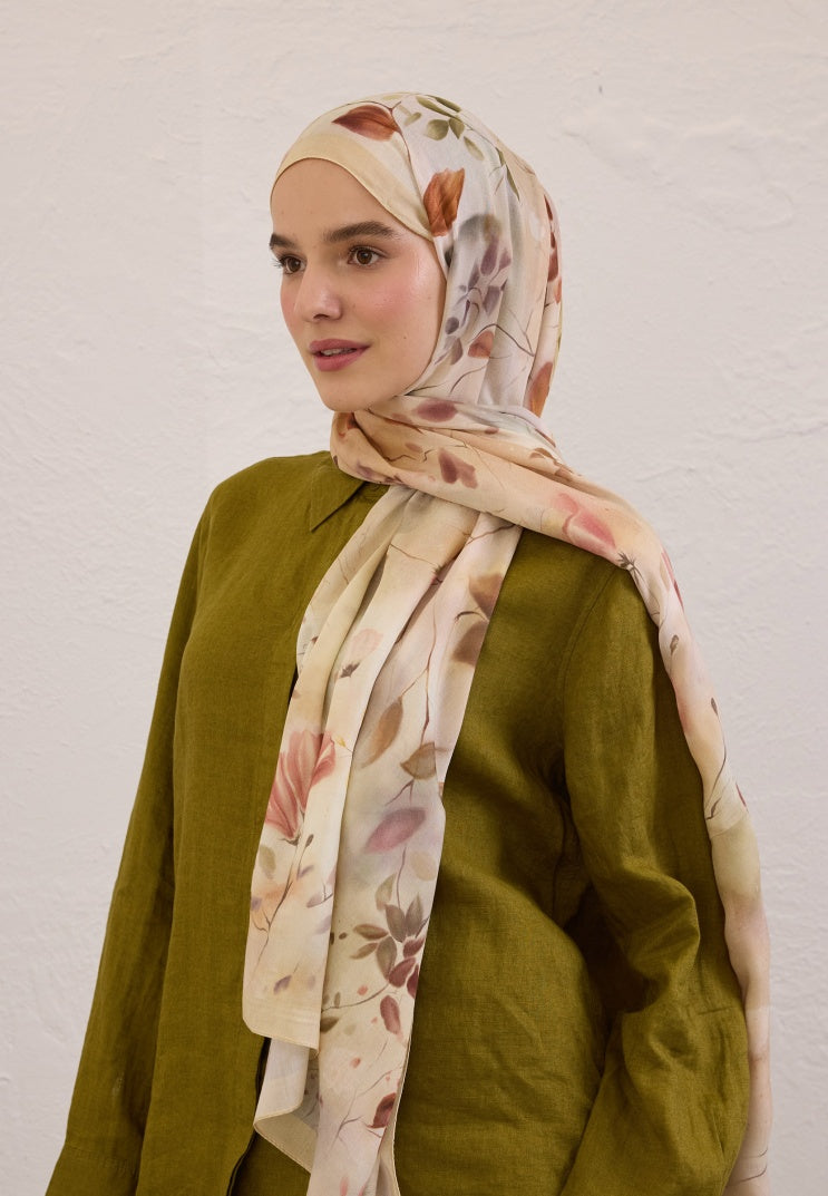 SWEET WILLIAM PATTERNED RAMI HIJAB BEIGE