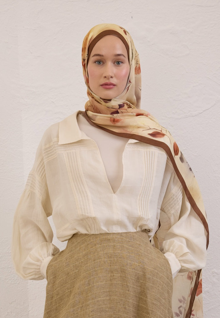 SWEET WILLIAM PATTERN RAMI HIJAB BROWN