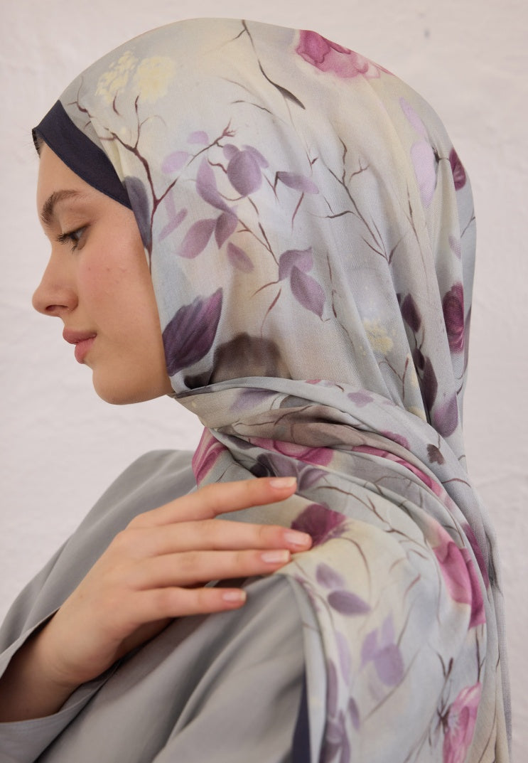 SWEET WILLIAM PATTERNED RAMI HIJAB SOFT BLUE