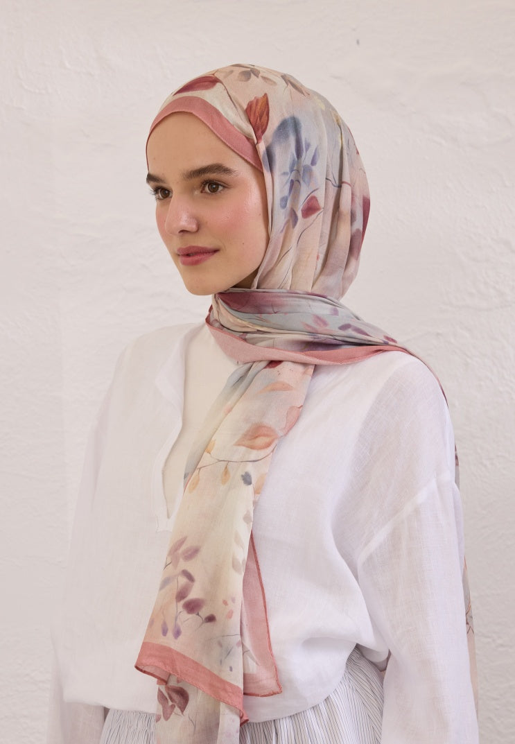 SWEET WILLIAM PATTERNED RAMI HIJAB SOFT PINK