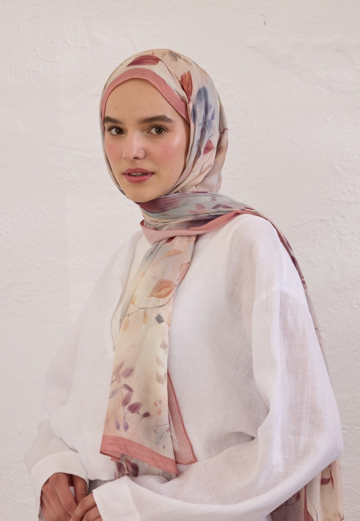 SWEET WILLIAM PATTERNED RAMI HIJAB SOFT PINK