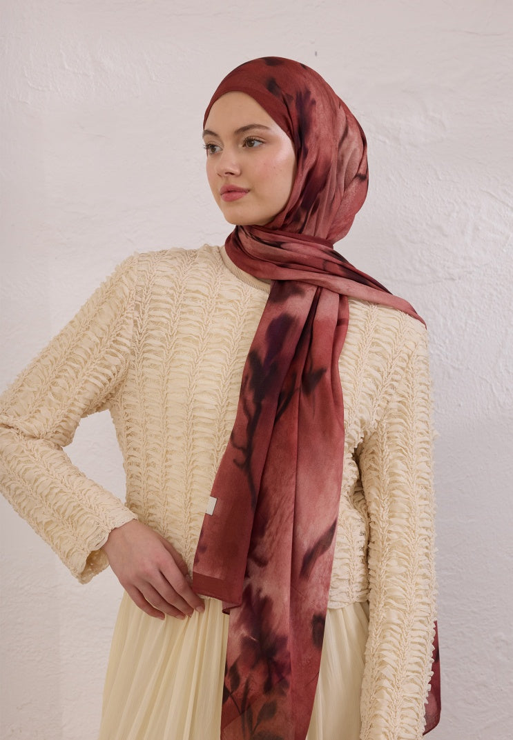 DARK FLORA PATTERN RAMI HIJAB DARK TILE