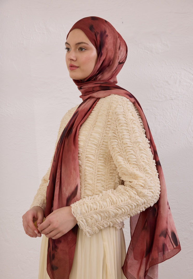 DARK FLORA PATTERN RAMI HIJAB DARK TILE