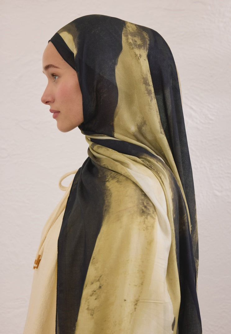 COLOR WAVES PATTERN RAMI HIJAB BLACK