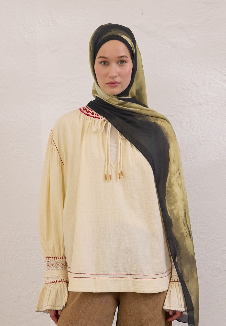 COLOR WAVES PATTERN RAMI HIJAB BLACK
