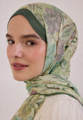 VINTAGE GARDEN PATTERNED RAMI HIJAB DARK GREEN